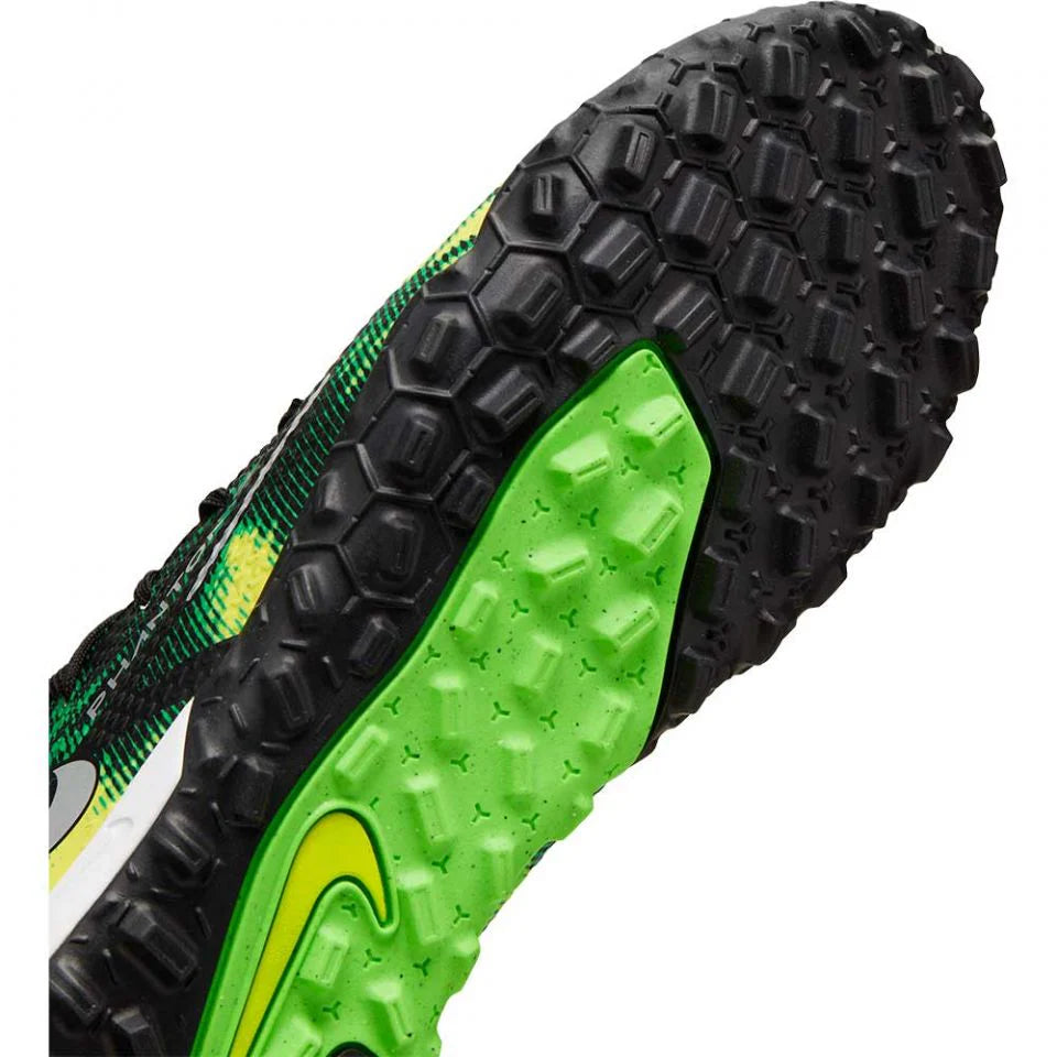 Nike Phantom GT2 Academy DF TF Soccer Cleats Black Platinum Green