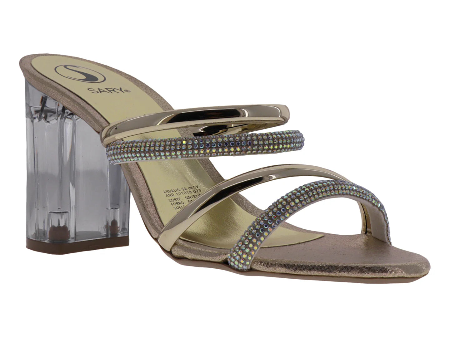 Zapatillas Sary Dorado con Pedrería para Mujer