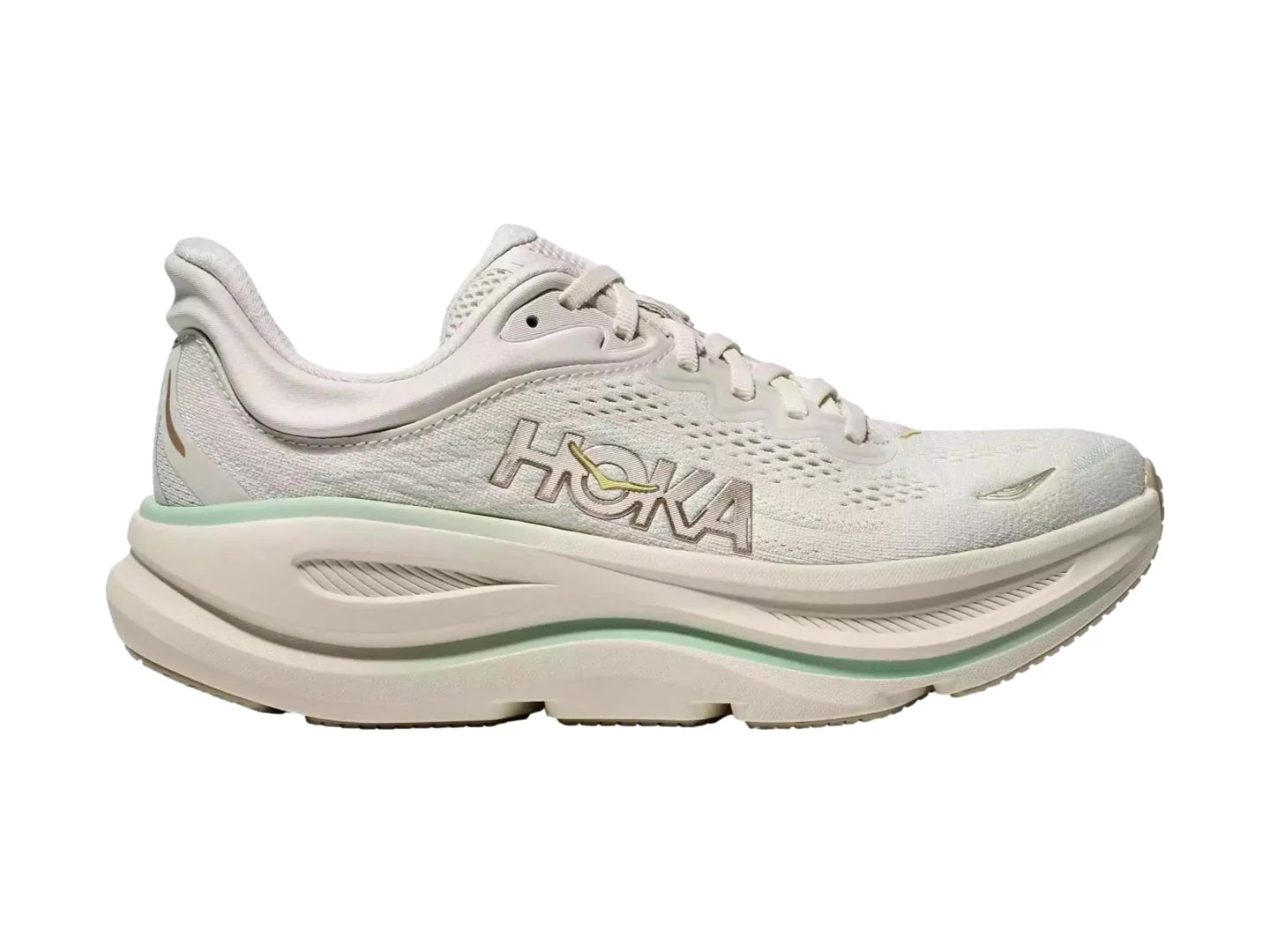 Tenis HOKA Bondi 9 Blanco y Verde Menta para Mujer