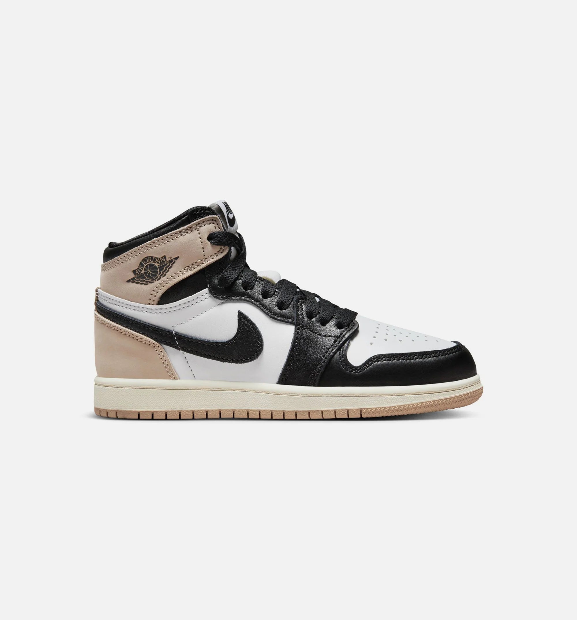 Air Jordan 1 High OG Latte Preschool Lifestyle Shoe Black Legend Medium Brown White Sail