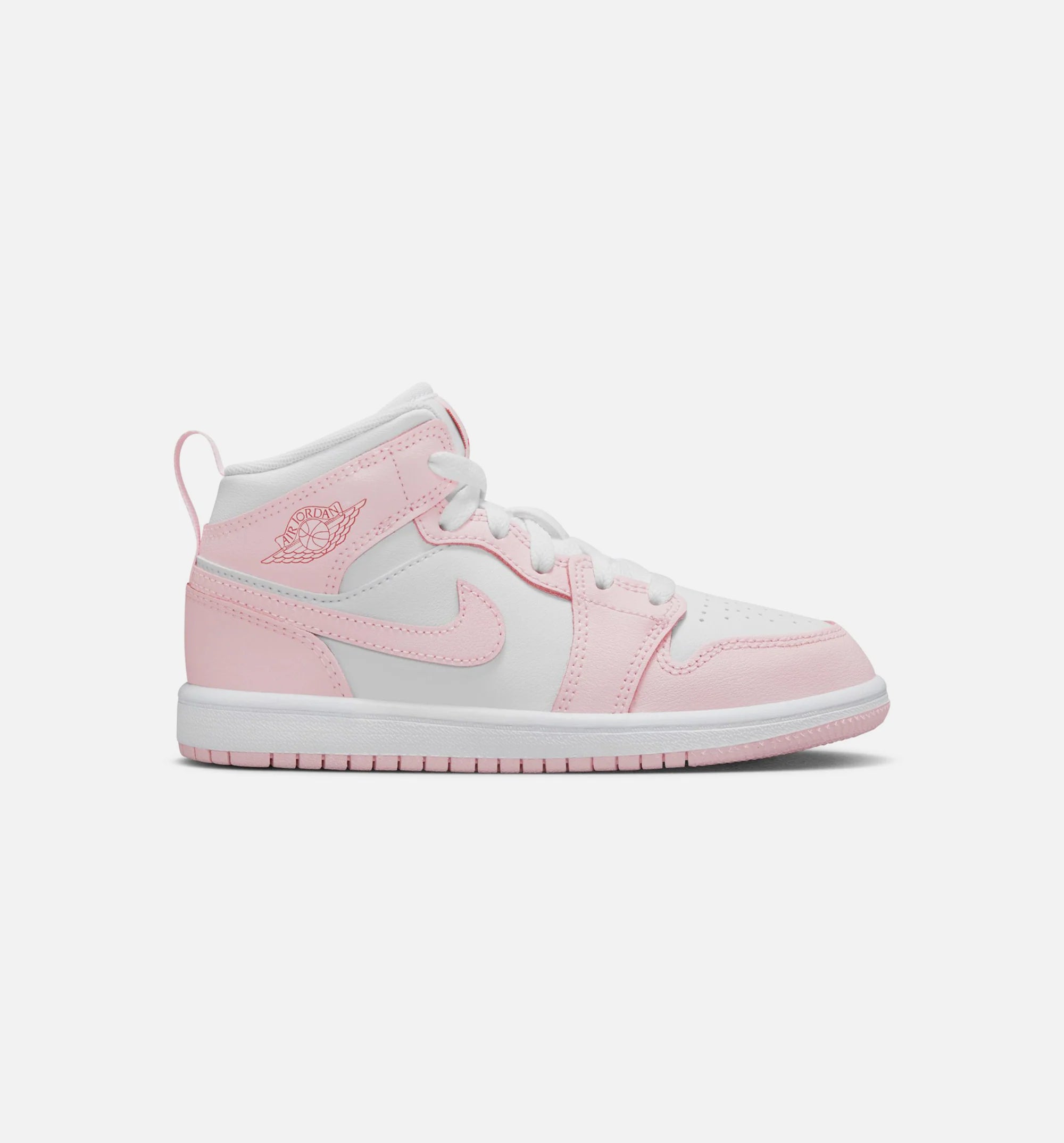 Air Jordan 1 Mid Preschool Lifestyle Shoe Pink Foam Fire Red White