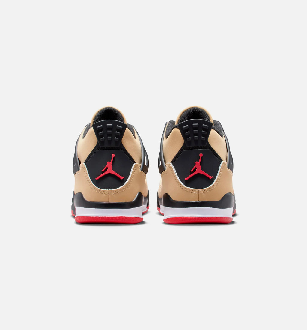 Air Jordan 4 Retro Preschool Lifestyle Shoe Sesame Fire Red Black White