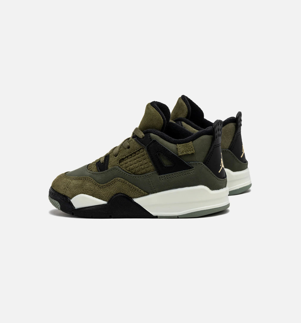 Air Jordan 4 Retro Craft Olive Infant Toddler Lifestyle Shoe Medium Olive Black