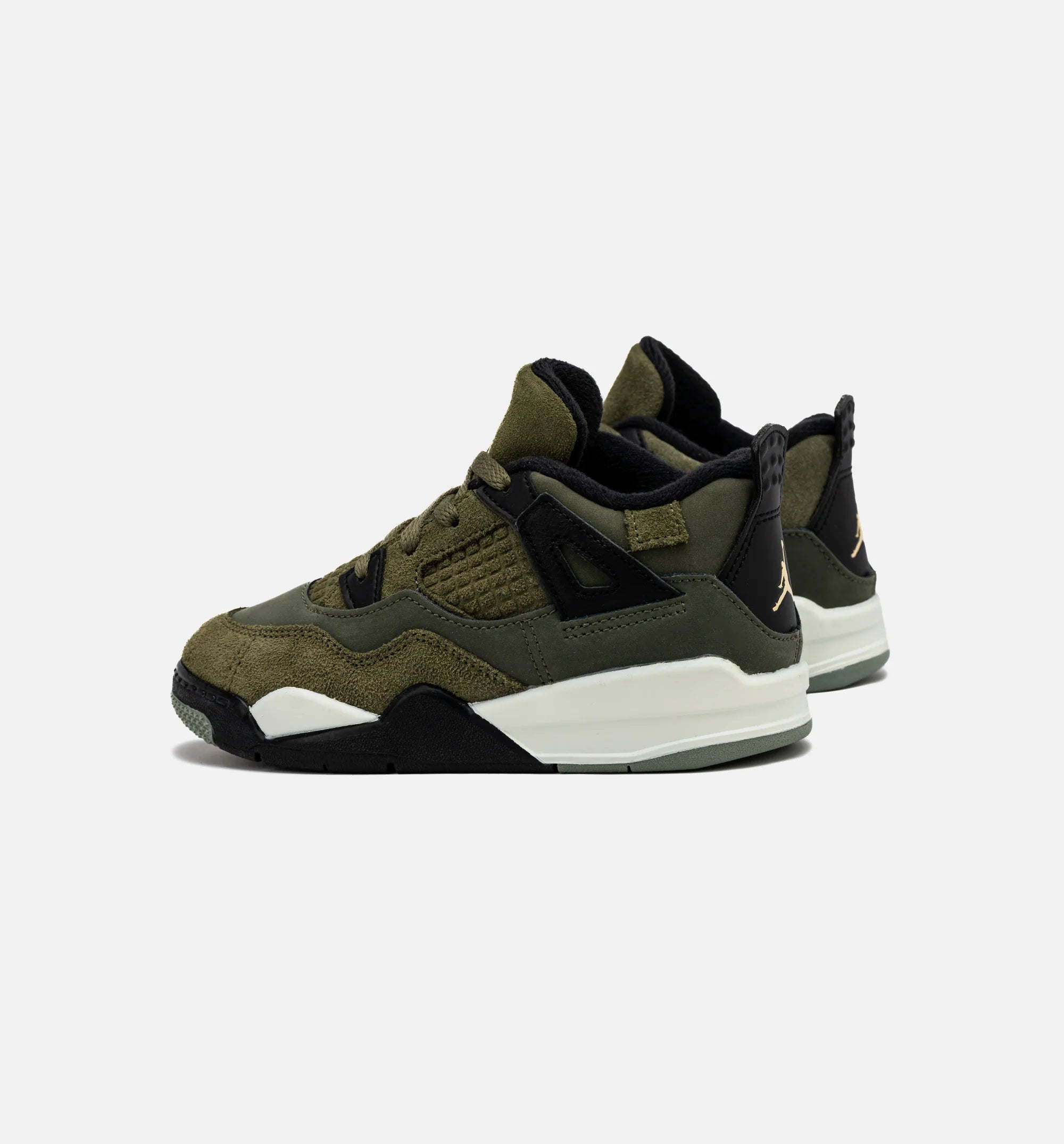 Air Jordan 4 Retro Craft Olive Infant Toddler Lifestyle Shoe Medium Olive Black