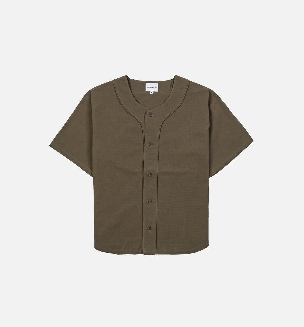 Field Day Baseball Mens Short Sleeve Shirt Olive