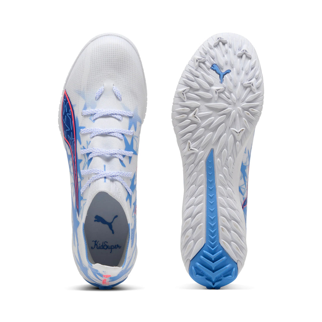 PUMA Ultra 6 Match KidSuper X CP TT Turf Mens Soccer Cleats White Pink Blue