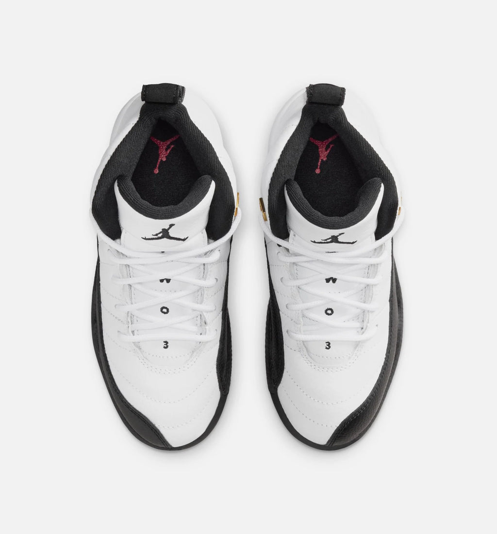 Air Jordan 12 Retro Taxi Preschool Lifestyle Shoe White Black Taxi