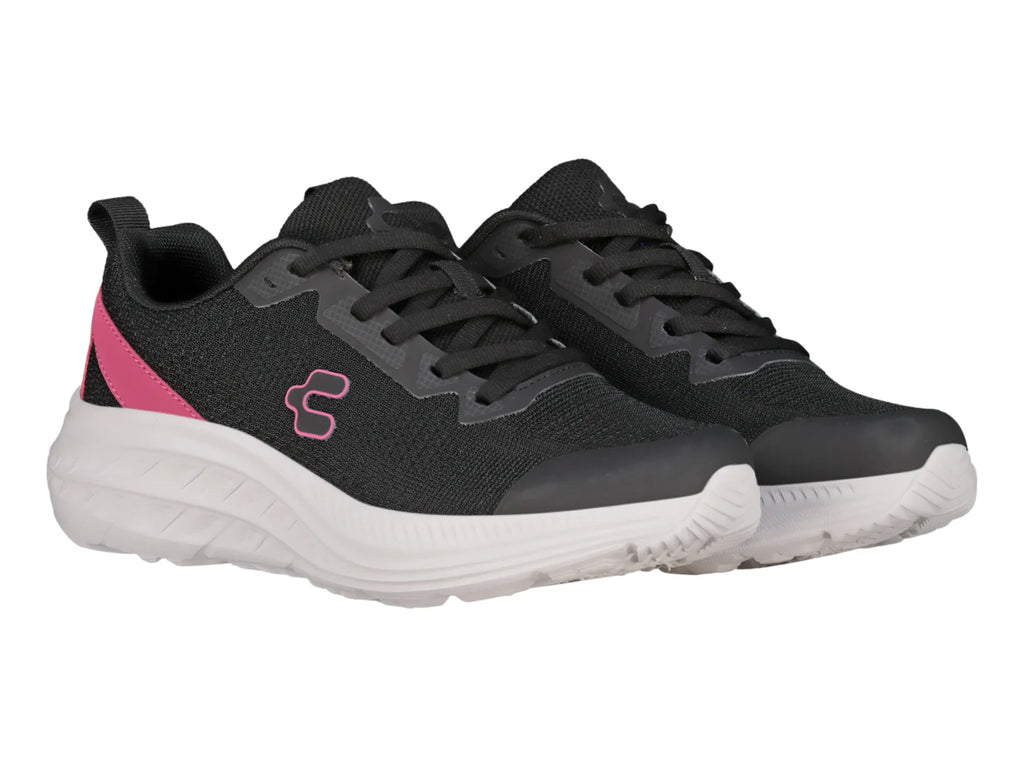 Tenis Charly Road Casual Negro con Fucsia para Mujer