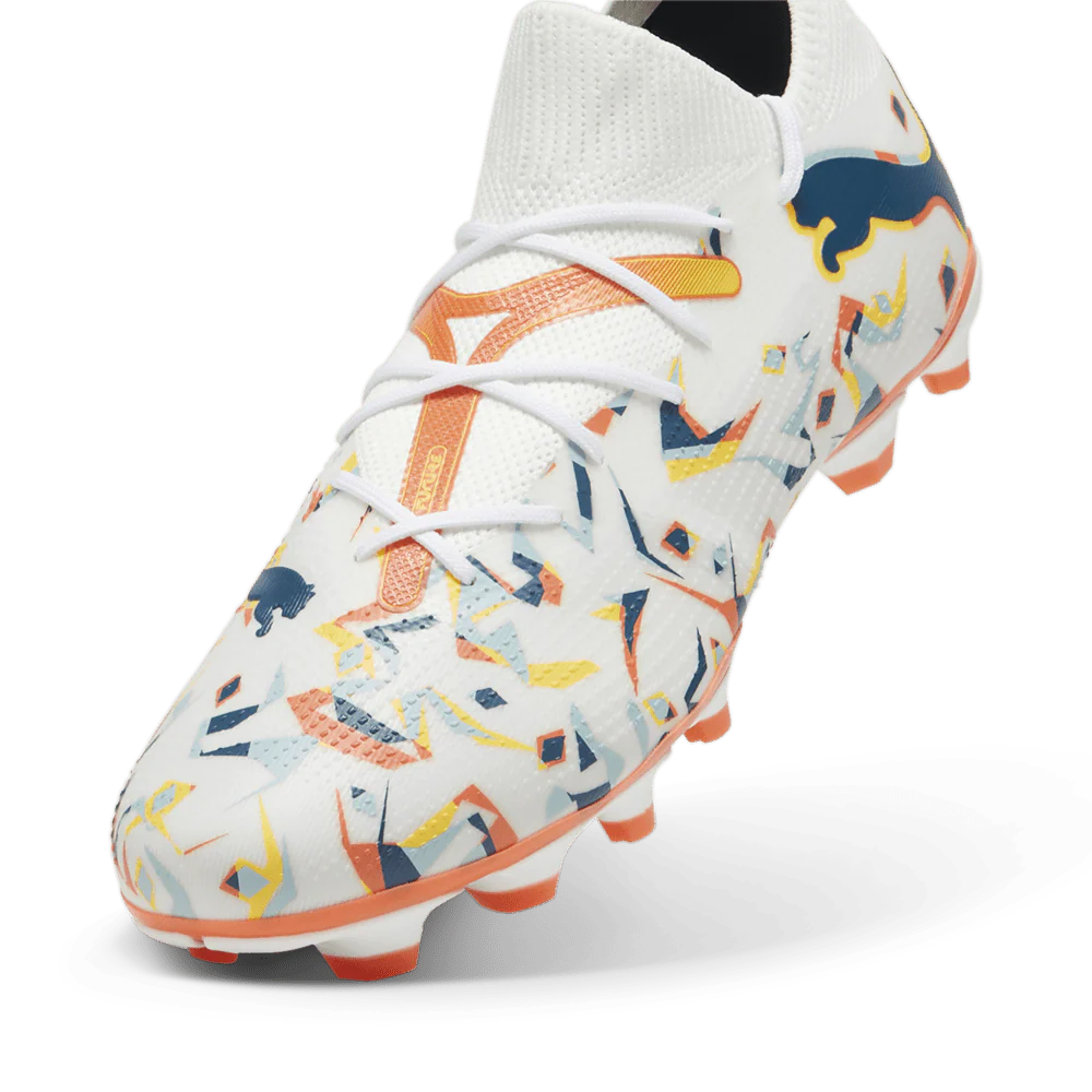 PUMA Future 7 Match Creativity FG AG Multi Ground Soccer Cleats White Ocean Tropic Turquoise Surf Hot Heat Sun Stream