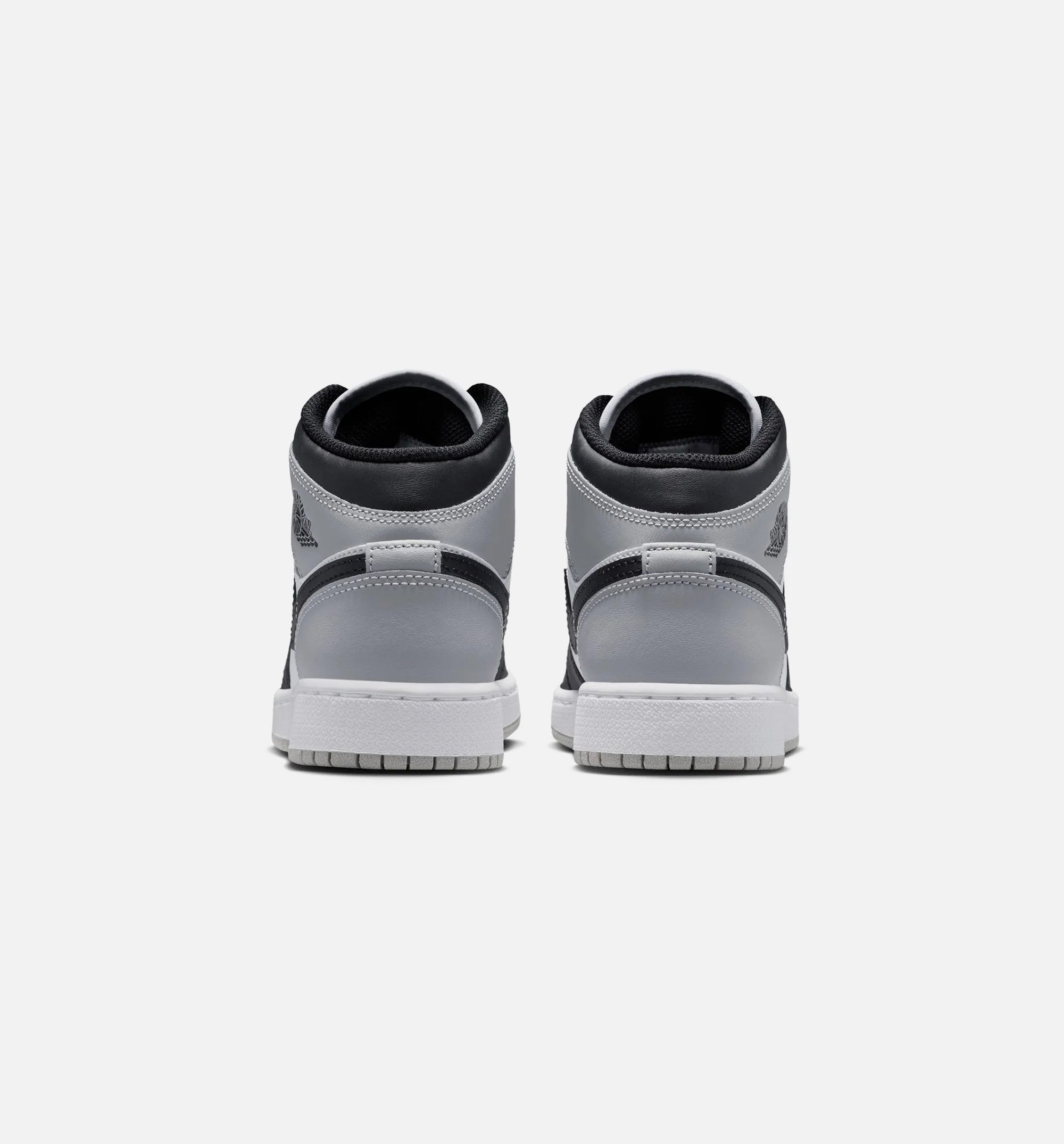 Air Jordan 1 Mid Grade School Lifestyle Shoe White Light Smoke Grey Black