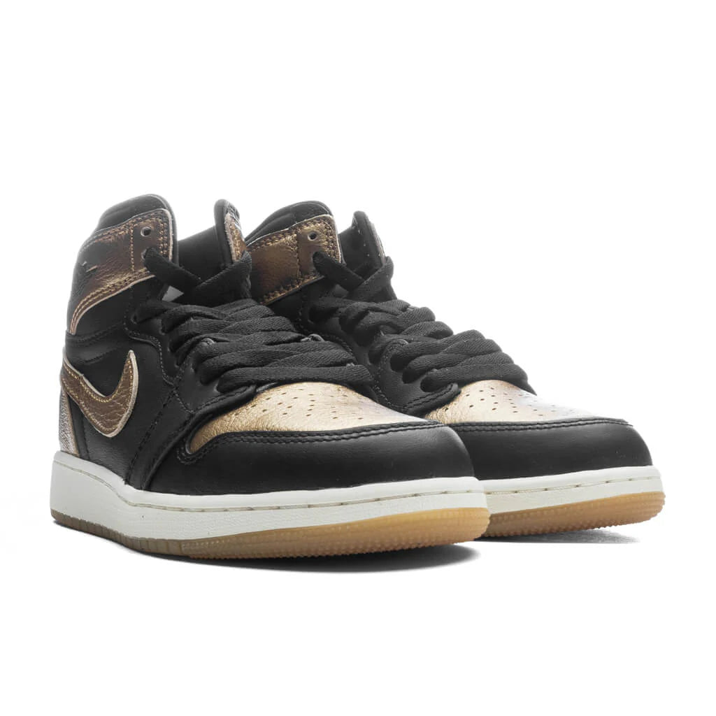 Air Jordan 1 Retro High OG GS Black and Gold Black Metallic Gold Sail