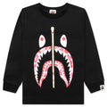 Kids ABC Camo Shark L S Tee Black Pink