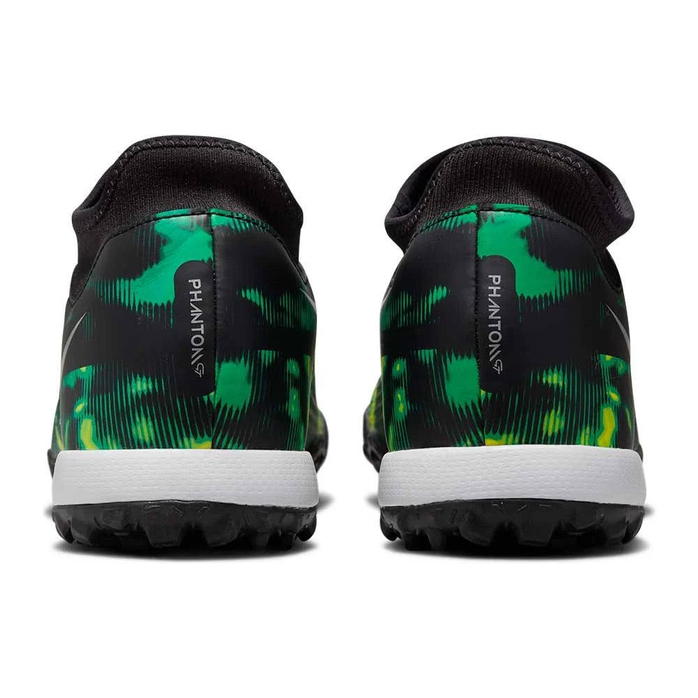 Nike Phantom GT2 Academy DF TF Soccer Cleats Black Platinum Green