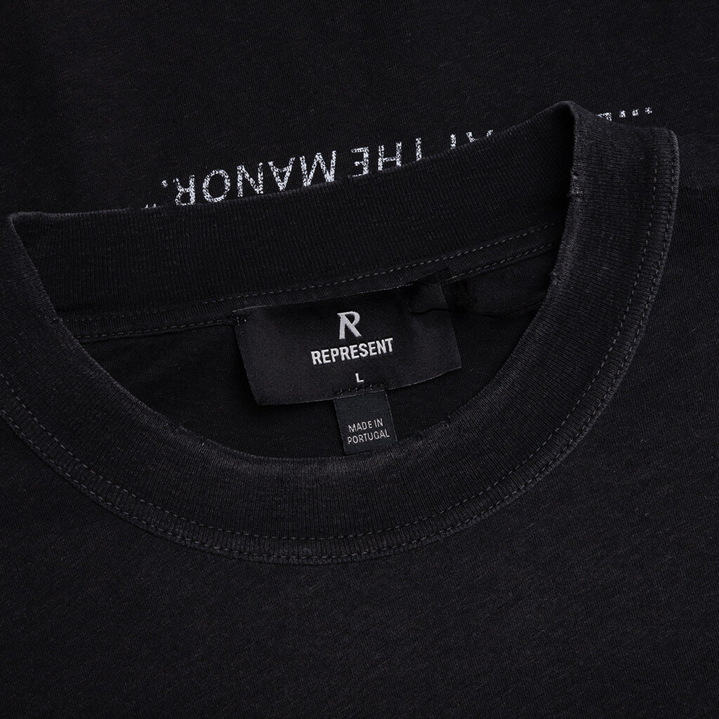 Revere Manor T Shirt Stained Black