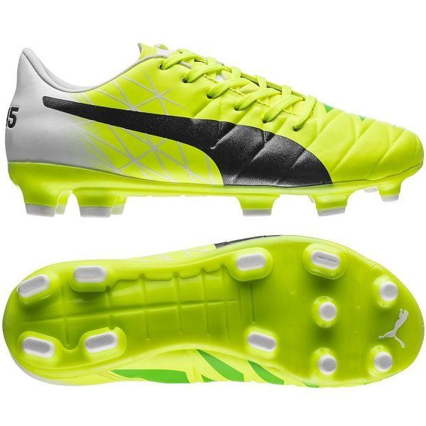 PUMA Kids Evoaccuracy 1 FG Firm Ground Boots JR Yellow Peacoat White