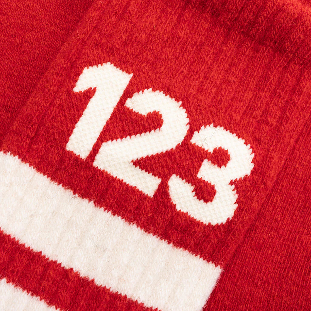 123 Socks Red Vintage White