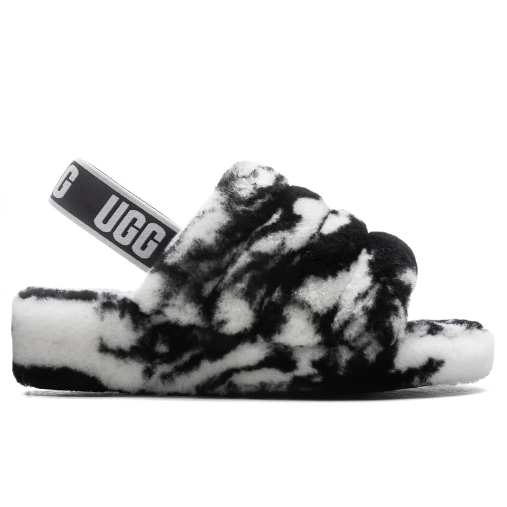 Womens Fluff Yeah Slide Marble Black