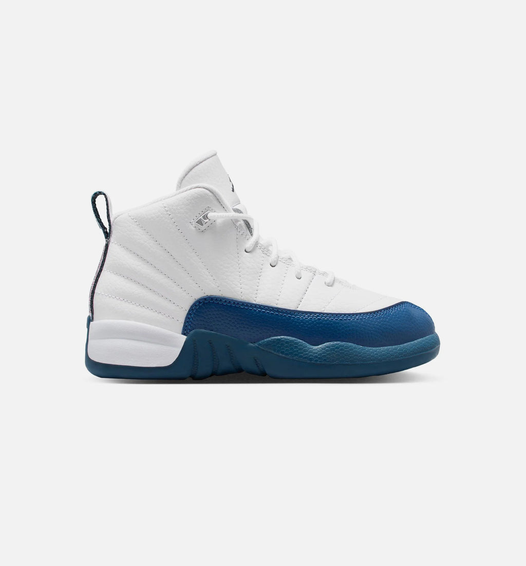 Air Jordan 12 Retro French Blue Preschool Lifestyle Shoe White French Blue Metallic Silver Varsity Red