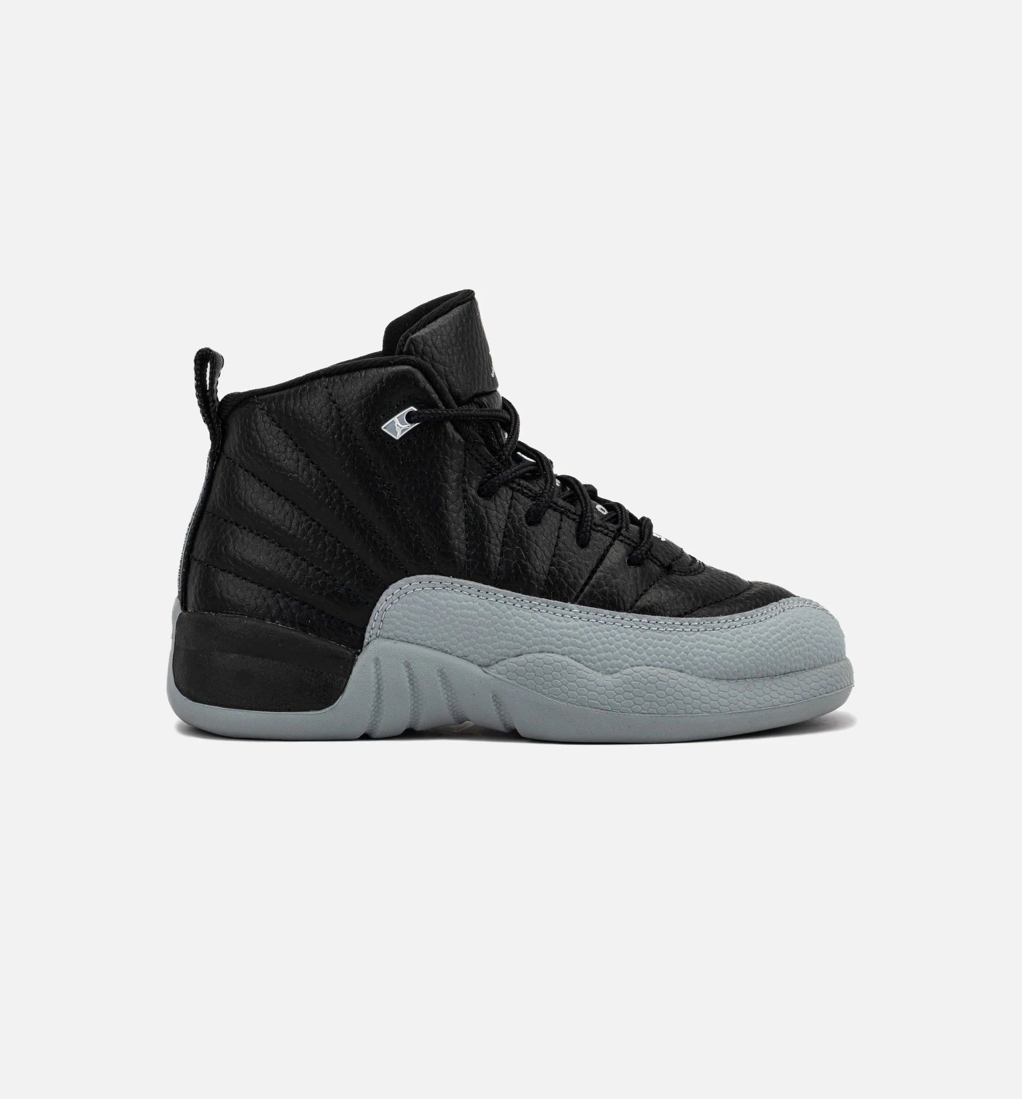 Air Jordan 12 Retro Black And Wolf Grey Preschool Lifestyle Shoe Black Wolf Grey White