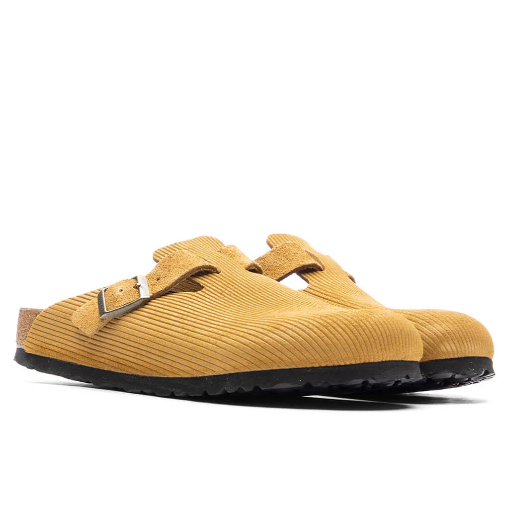 Womens Narrow Boston Suede Embossed Cork Brown