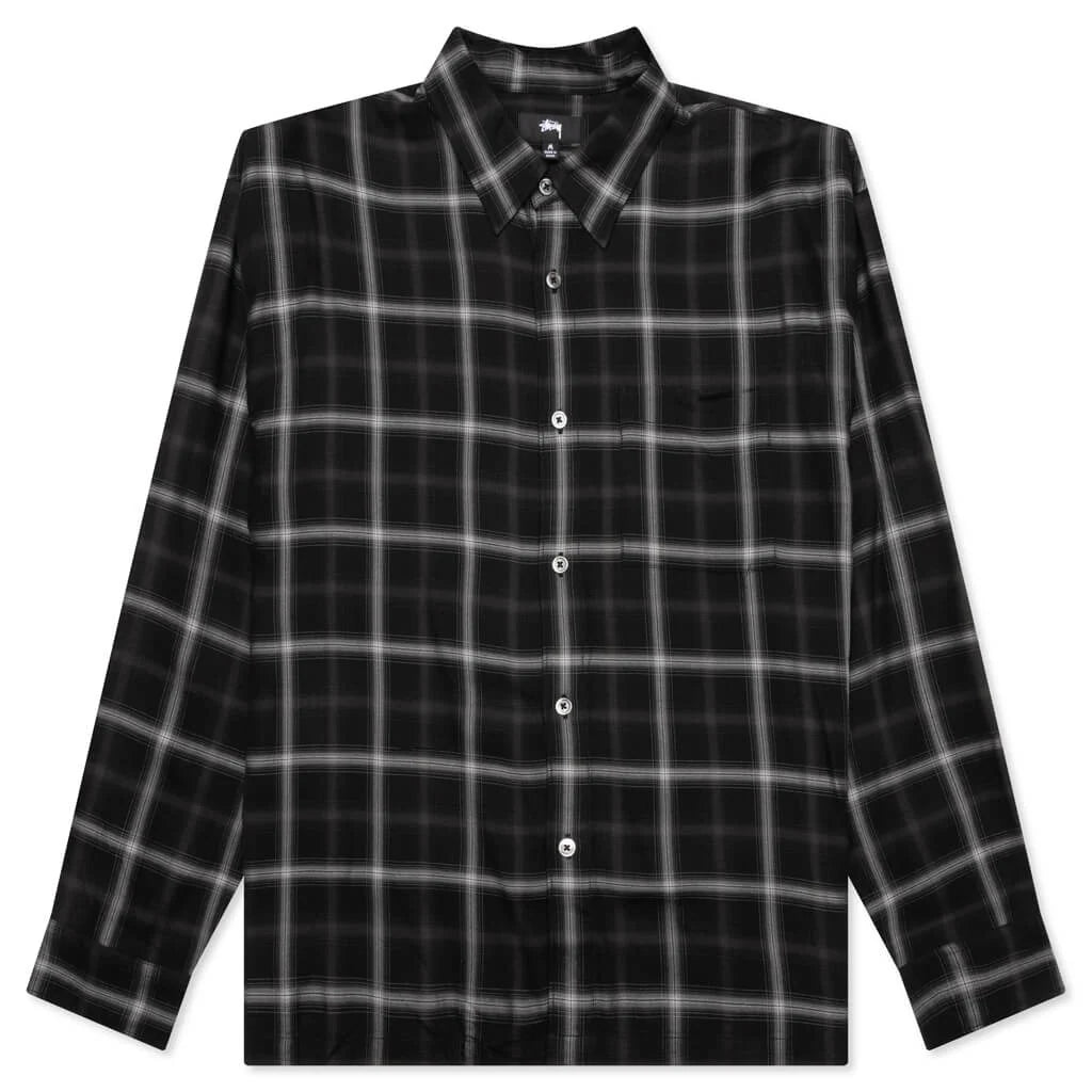 Shadow Plaid Rayon Shirt Black