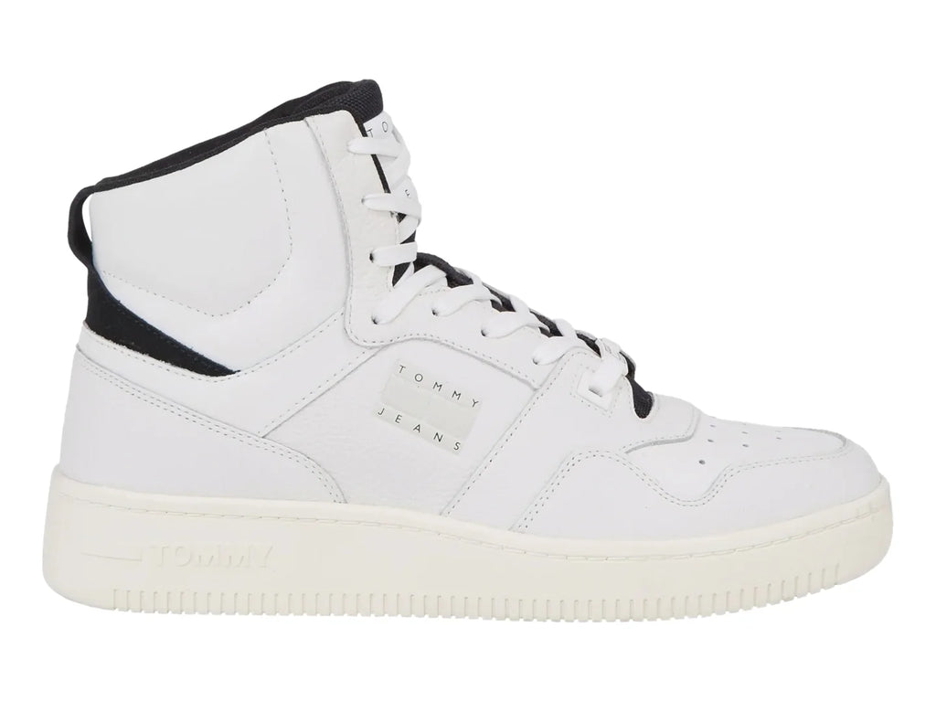 Tenis Tommy Hilfiger Basket Mid Leather Blanco para Hombre