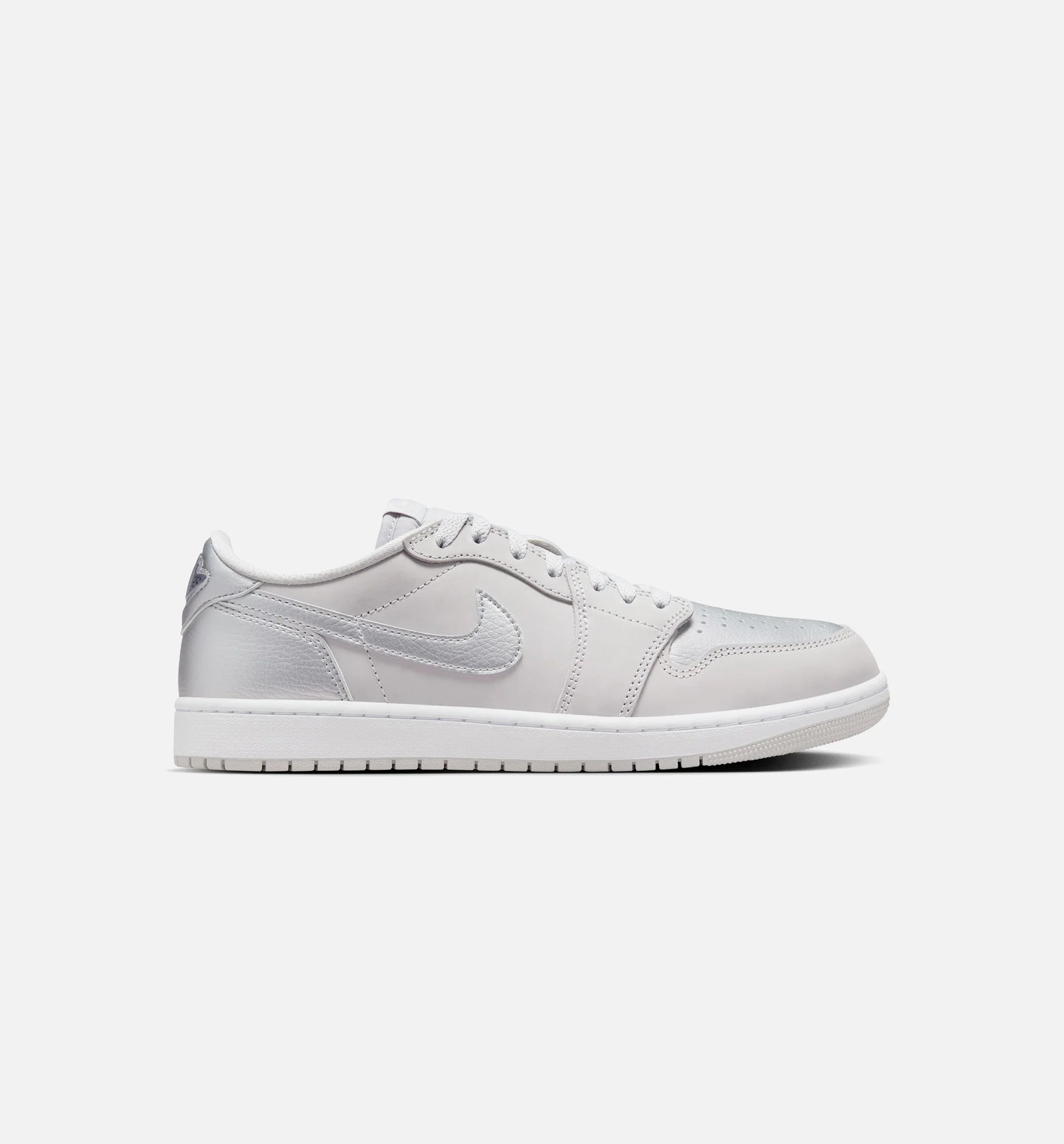 Air Jordan 1 Retro Low OG Silver Mens Lifestyle Shoe Neutral Grey Metallic Silver White