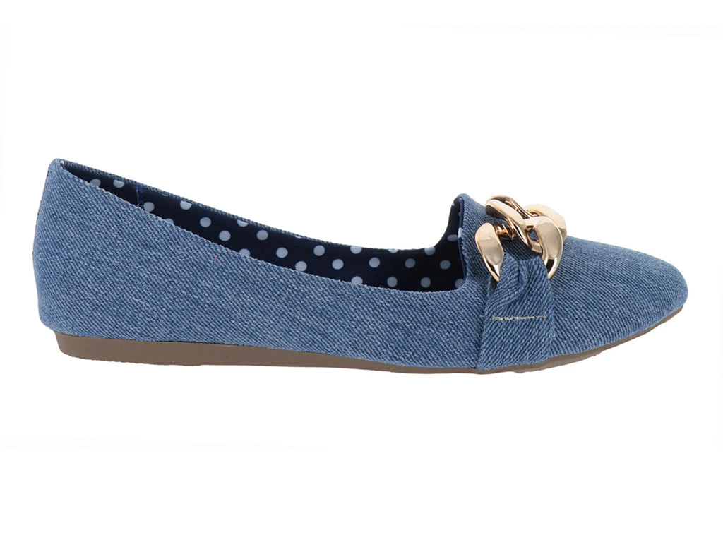 Zapatos Planos Mutante Mezclilla Azul para Mujer