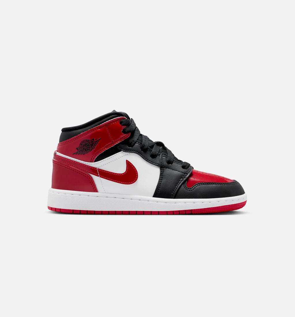 Air Jordan 1 Mid Grade School Lifestyle Shoe Black Varsity Red White