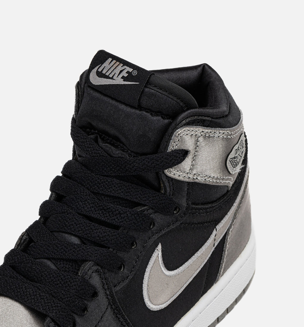 Air Jordan 1 Retro High OG Satin Shadow Preschool Lifestyle Shoe Black Medium Grey White