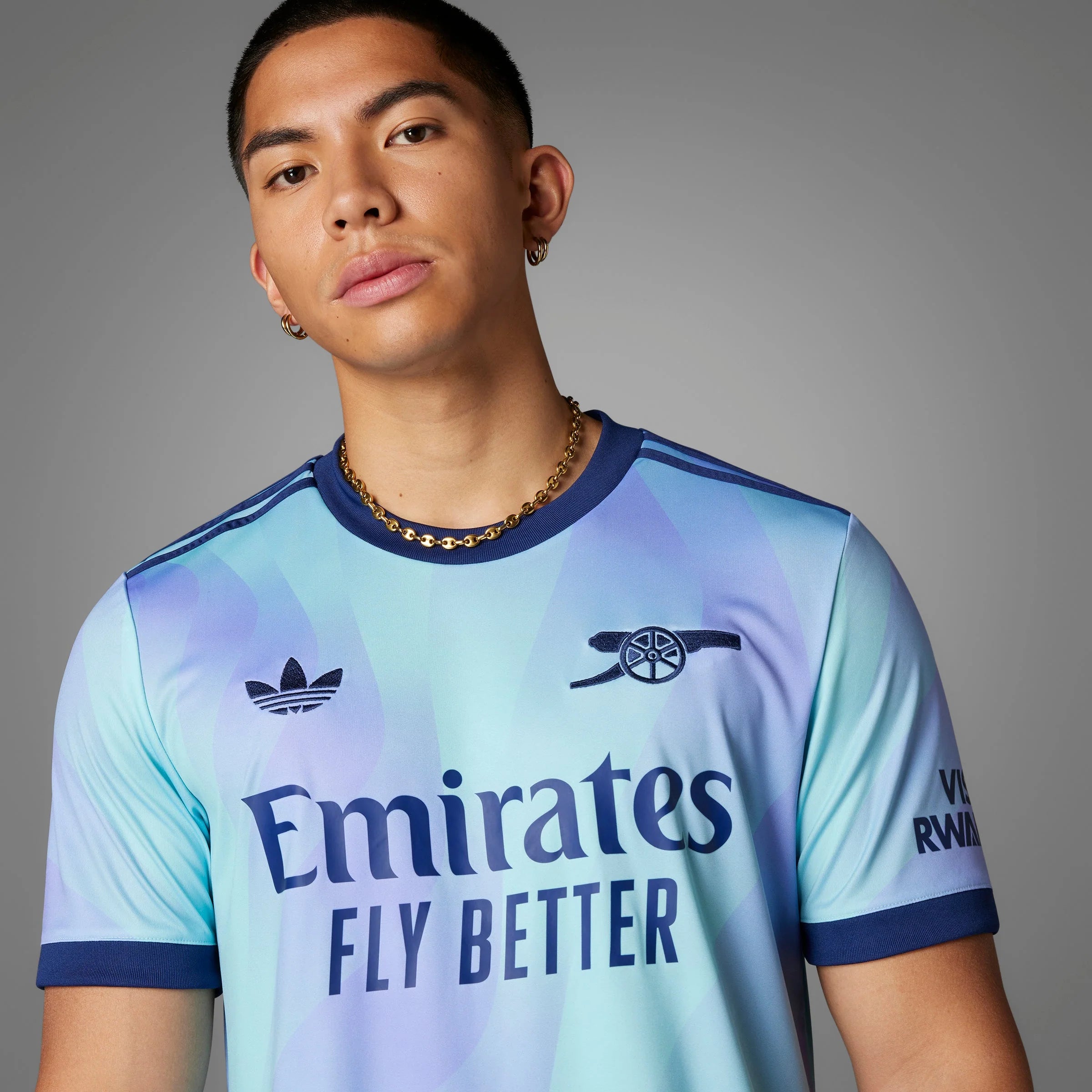 adidas Mens Arsenal Third Jersey 24 25 Aqua Purple