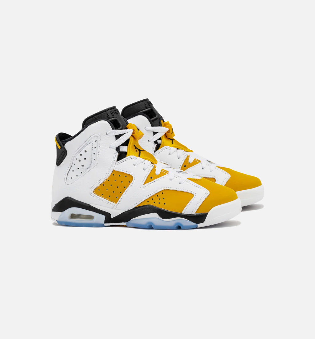 Air Jordan 6 Retro Yellow Ochre Grade School Lifestyle Shoe White Yellow Ochre Black Free Shipping