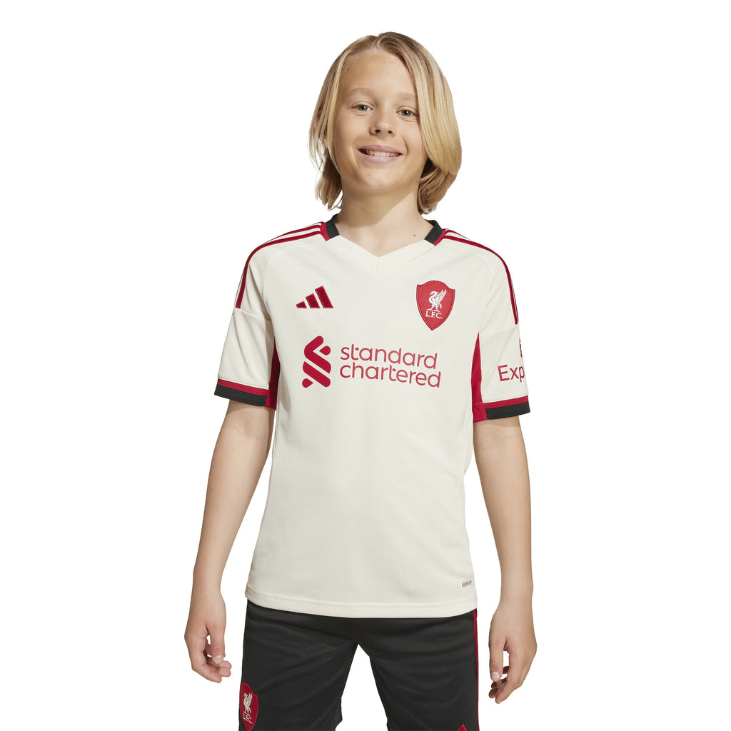 adidas Liverpool FC Away Youth Soccer Jersey 25 26 White