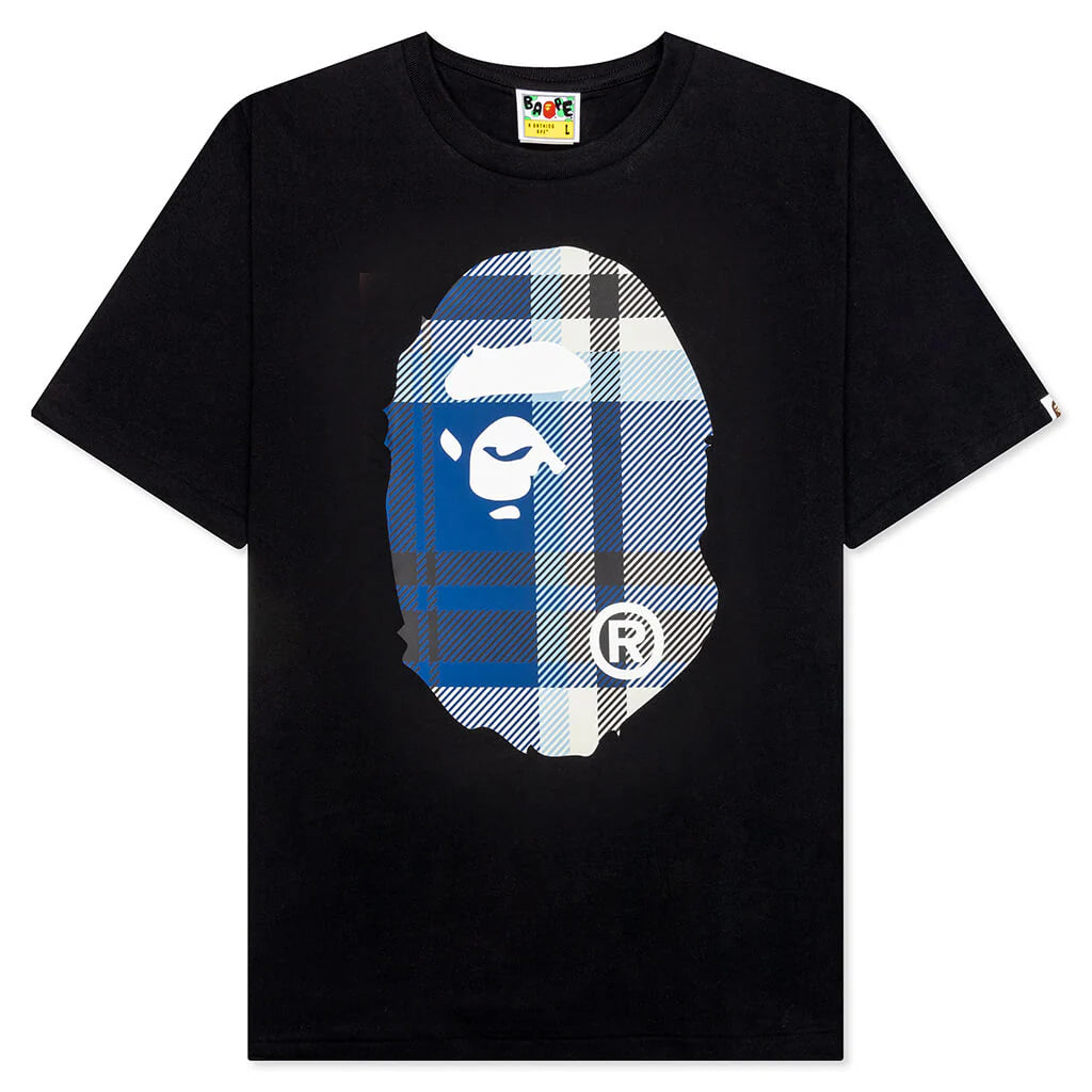 Bape Check Big Ape Head Tee Black