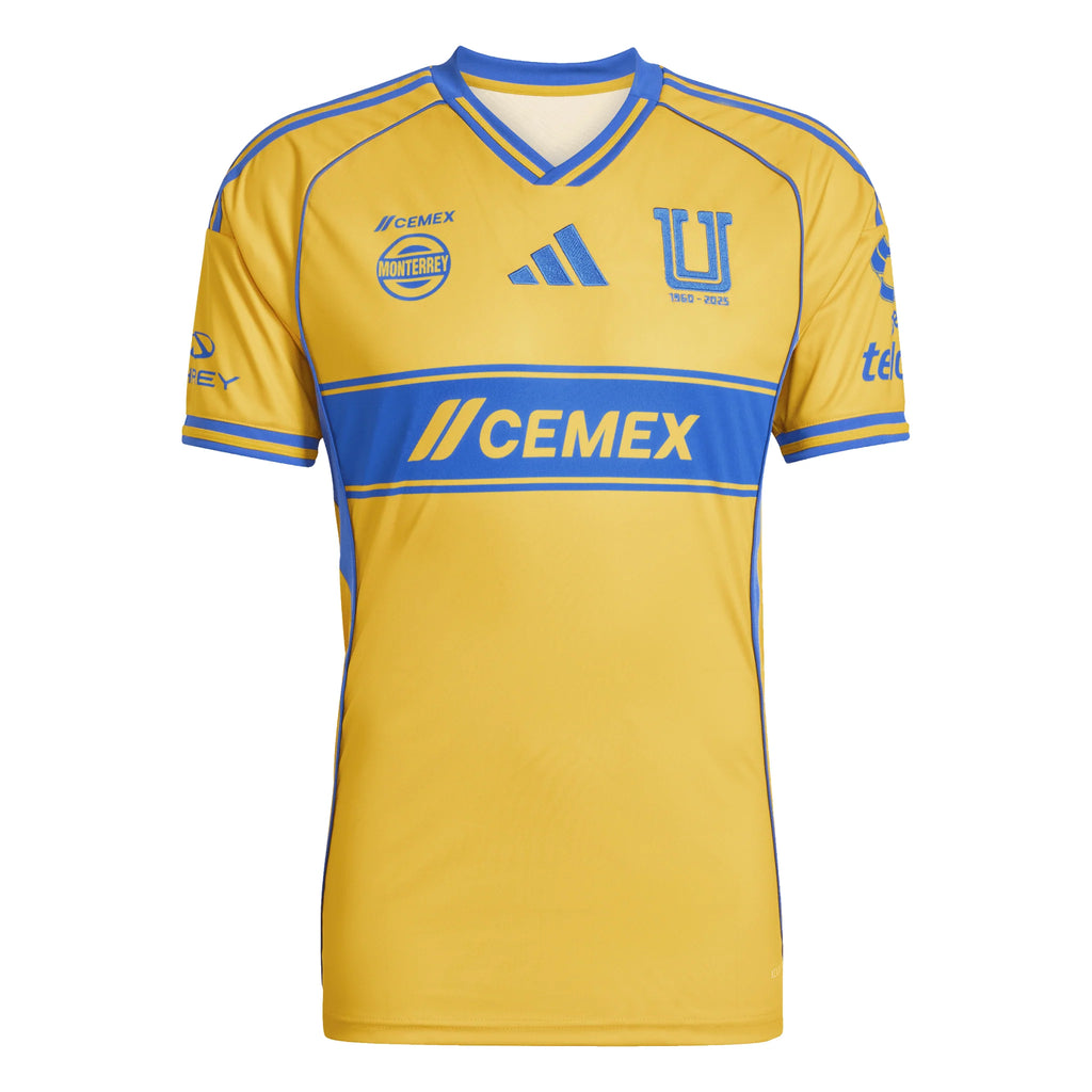 adidas Tigres UANL Home Mens Soccer Jersey 25 26 Gold Blue