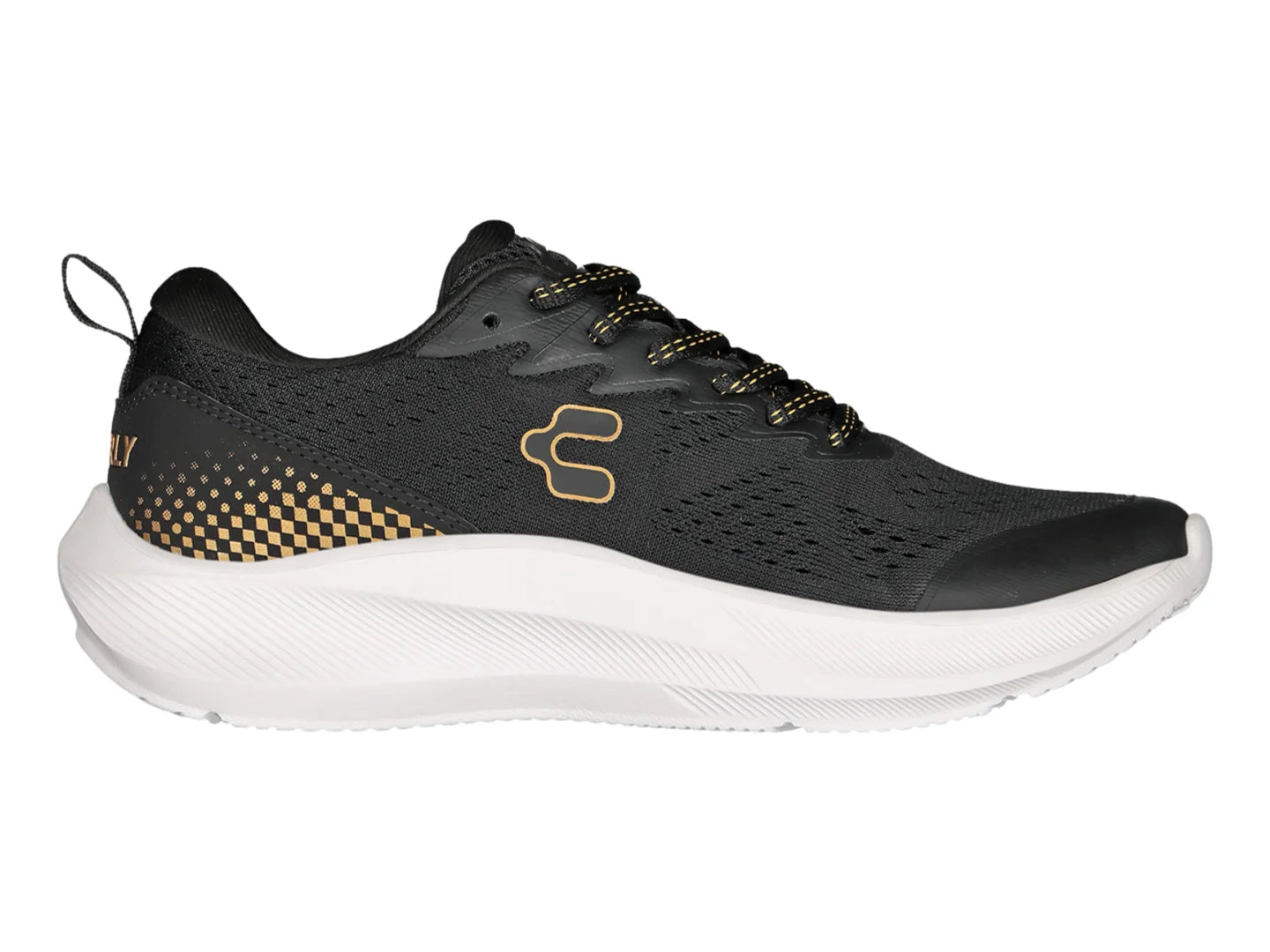 Tenis Charly Road Casual Negro y Oro para Mujer