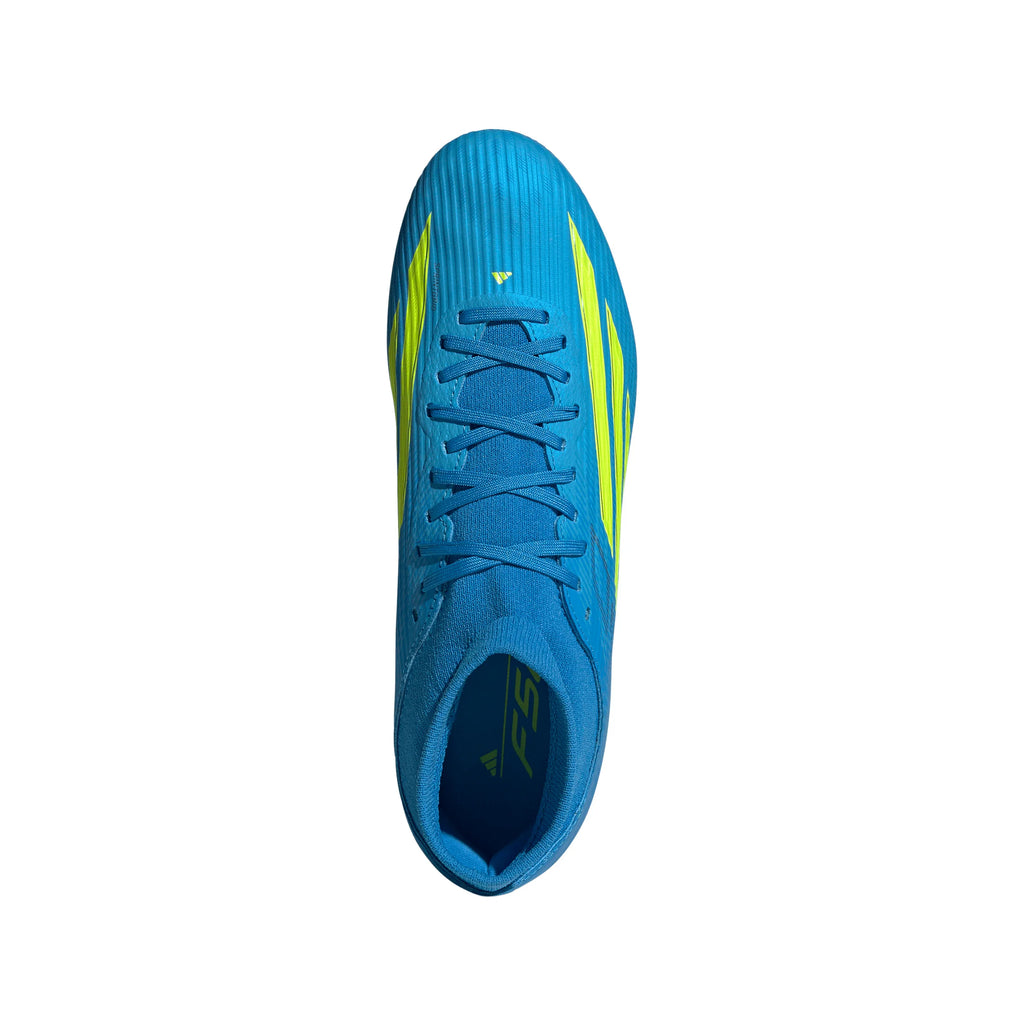 adidas F50 League Mid Cut FG MG Firm Ground Multi Ground Mens Soccer Cleats Blue Yellow Aqua