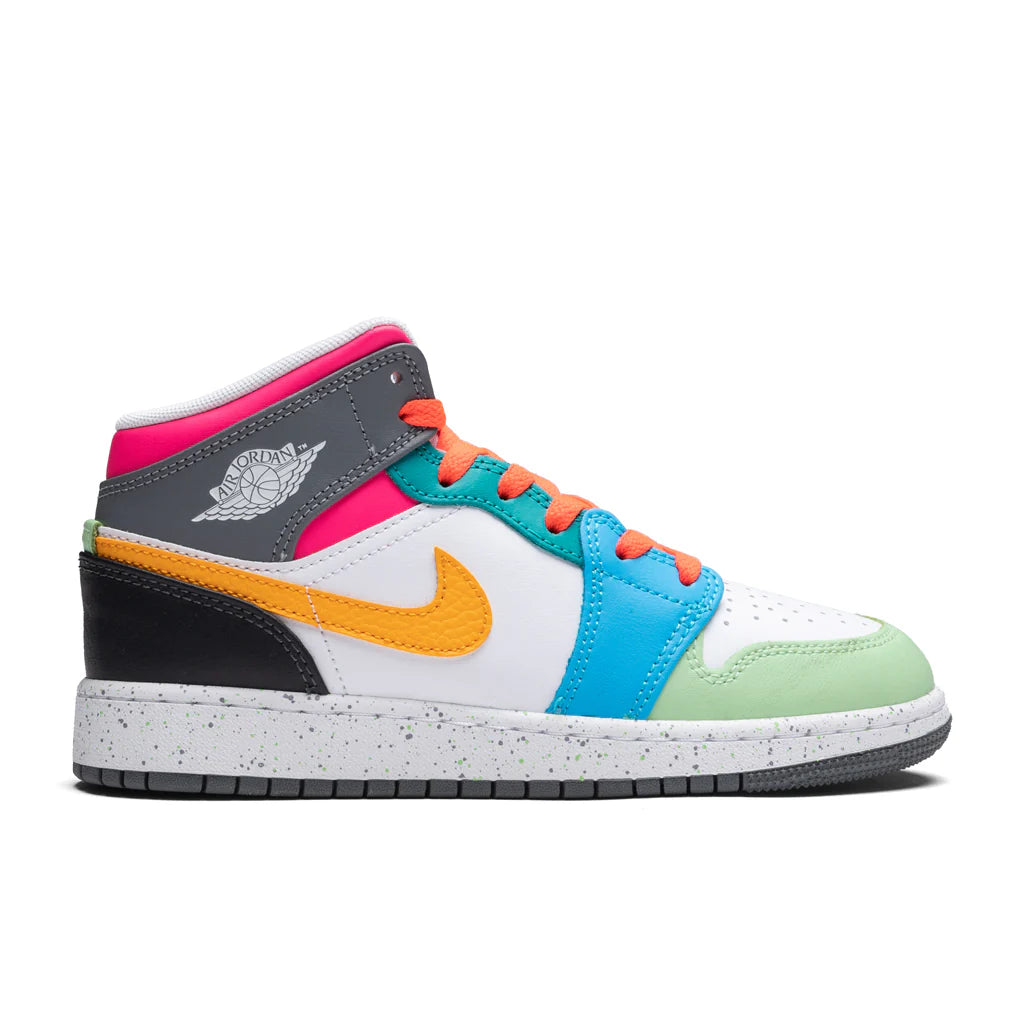 Air Jordan 1 Mid SE GS White Taxi Dark Shadow Hyper Pink