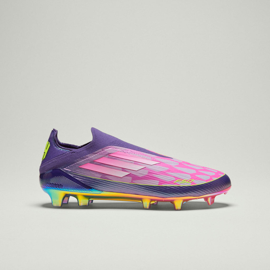 adidas F50 LEAGUE Laceless FG Mens Soccer Cleats Purple White Lemon