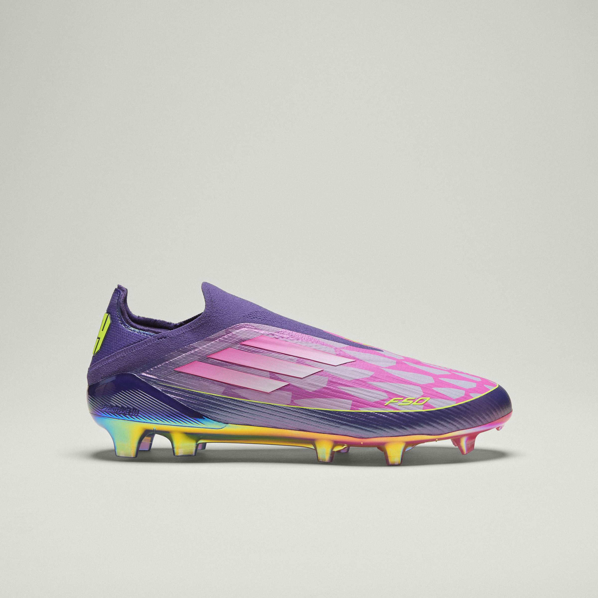 adidas F50 LEAGUE Laceless FG Mens Soccer Cleats Purple White Lemon